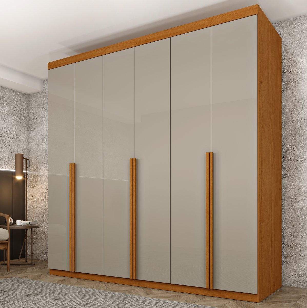 Guarda-Roupa 6 Portas Joinville 2,18 m Cinamono/Off White – TCIL