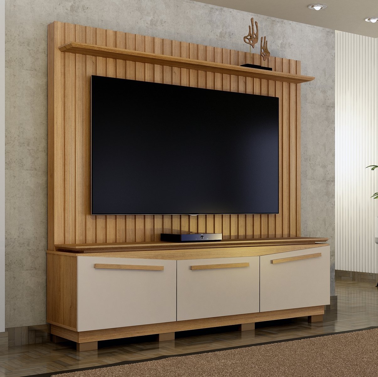Home Theater até 75″ Montreal Cinamono/Off White – VALDEMÓVEIS