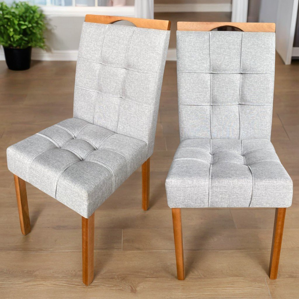 Kit 2 Cadeiras Sophia Mel/Linho Prata – WM DECOR