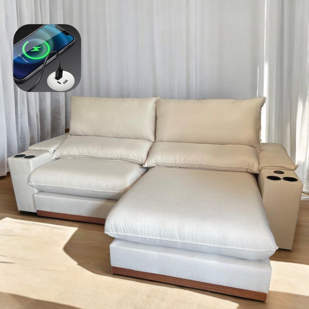 Sofá Retrátil e Reclinável Grazi 2,50 m Linho Bege 3105 – UNIART ESTOFADOS