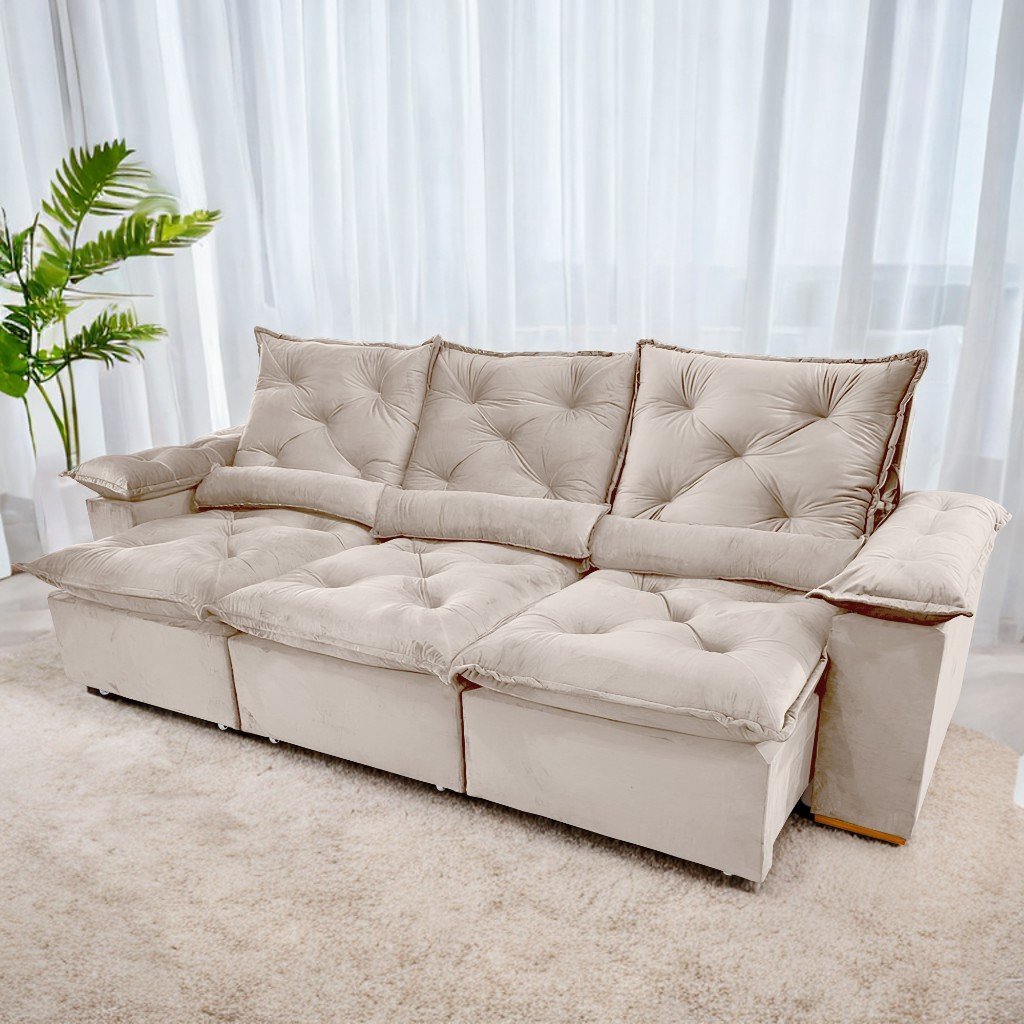 Sofá Retrátil e Reclinável 3 Módulos Grécia Bege – QUINE ESTOFADOS