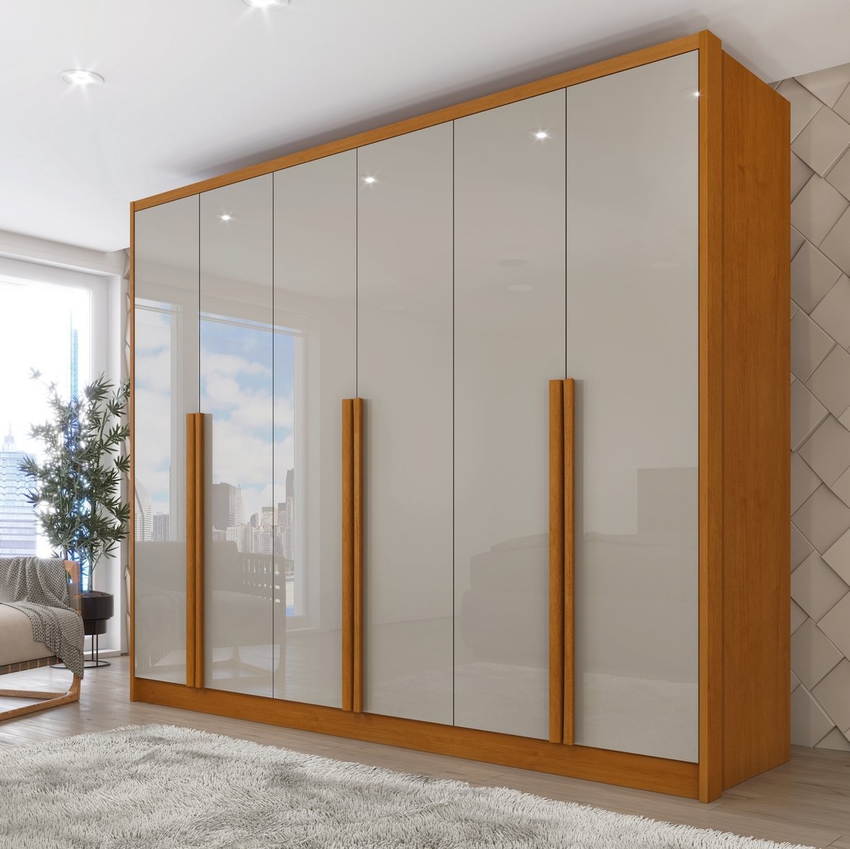 Guarda-Roupa 6 Portas Realeza Cinamono/Off White – TCIL