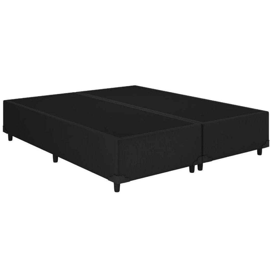 Base Box Queen Simples Corino Preto – BIOSTAR
