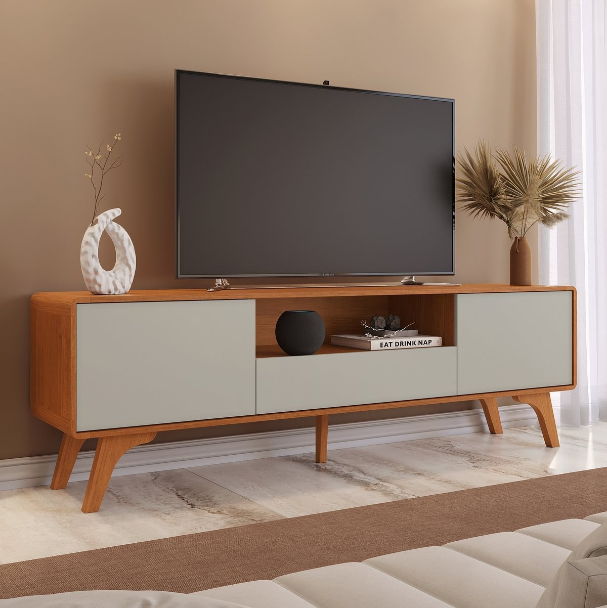 Rack até 75″ Sinus Naturale/Off White – MAVAULAR