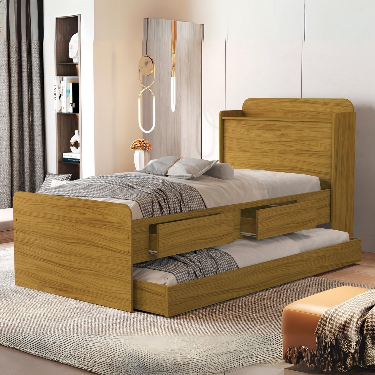 Bicama Solteiro Baú Tamires Nature – VJ MÓVEIS