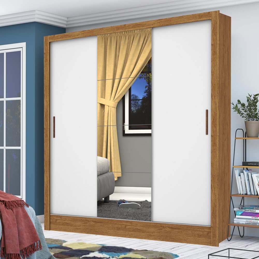 Guarda-Roupa 3 Portas Dubai Cinamono/Branco – CARIOCA MÓVEIS