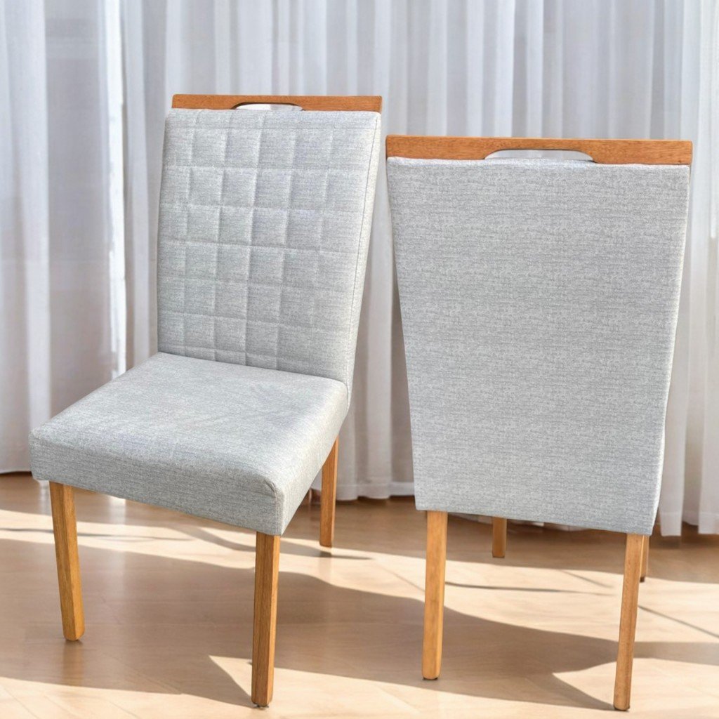 Kit 2 Cadeiras Pandora 01 Imbuia Mel/Veludo Cinza Prata 127 – CARVALHO DECOR