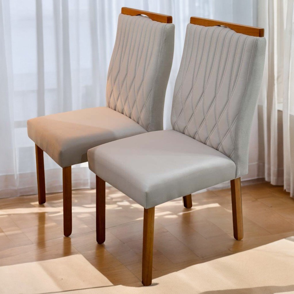 Kit 2 Cadeiras Gênova Mel/Veludo Marfim – ART ASSENTOS