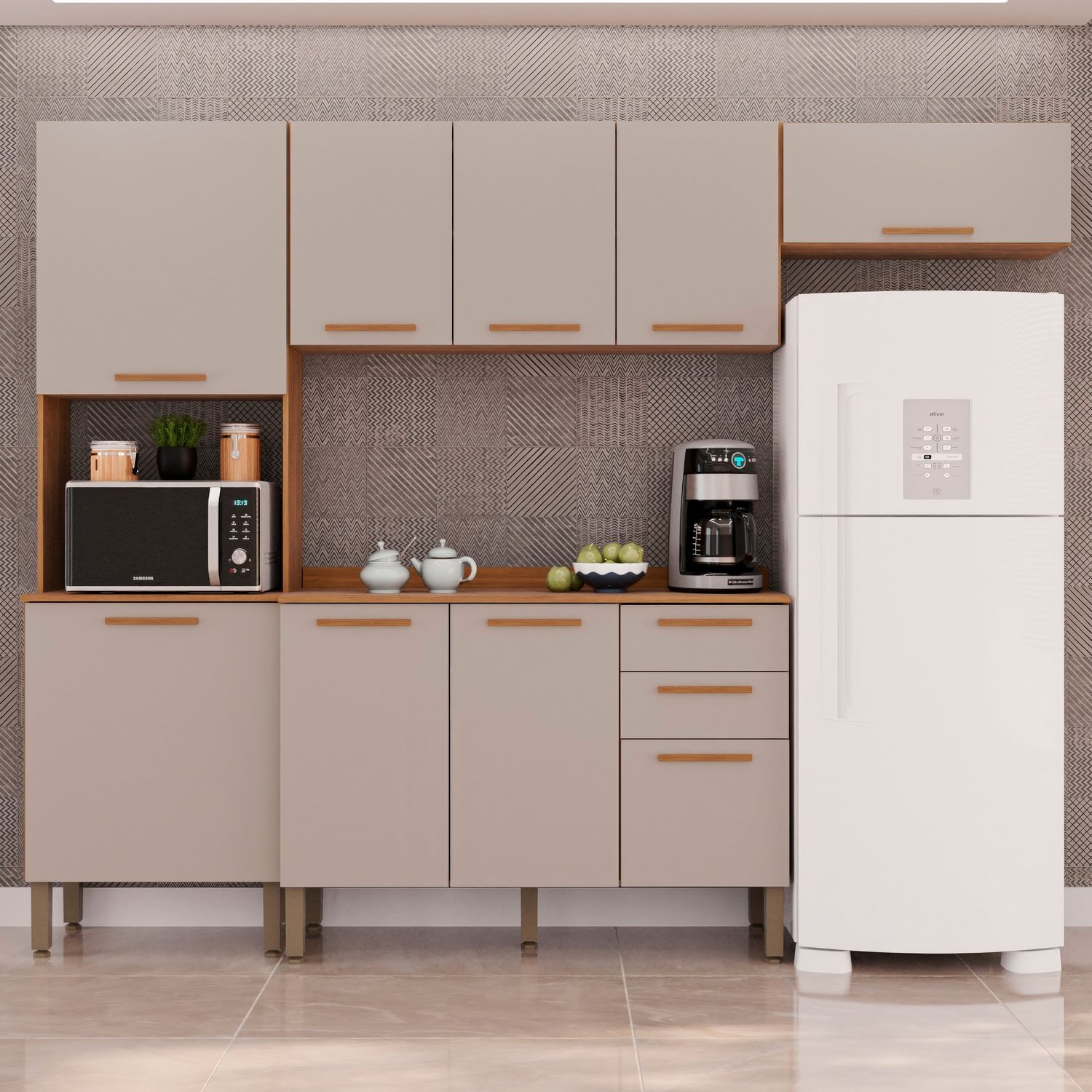 Cozinha Completa New Valência Cinamomo/Off White – SALLÊTO