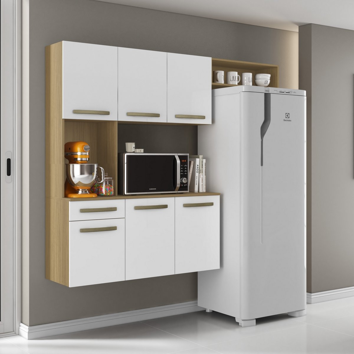 Cozinha Suspensa Carol 1,63 m Atacama/Branco – ARAMÓVEIS