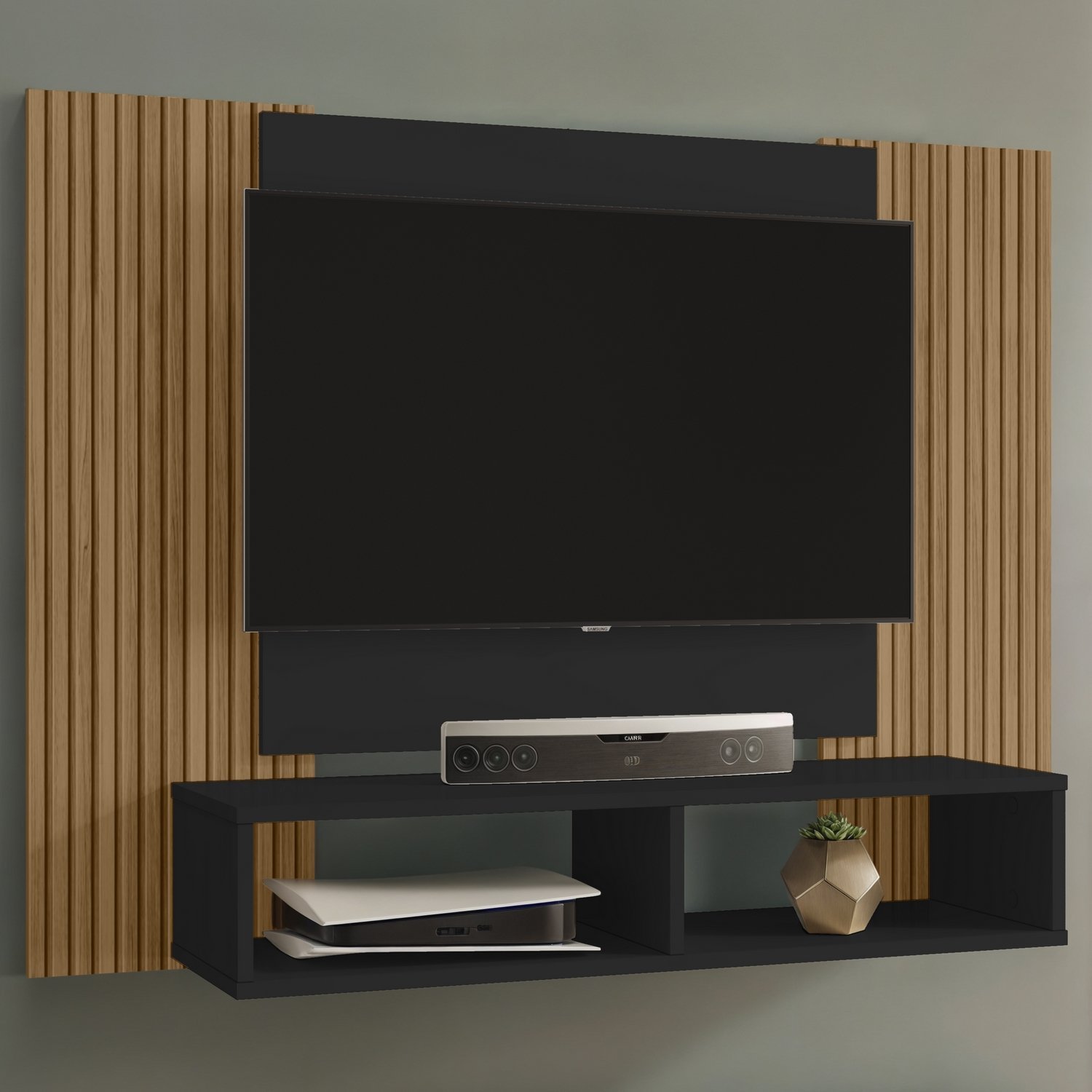 Painel até 47″ Navi Preto/Ripado – BECHARA