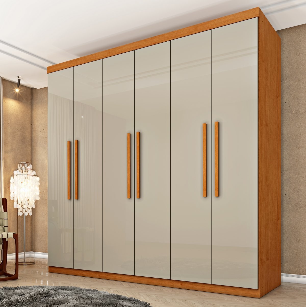 Guarda-Roupa 6 Portas Lagos Cinamono/Off White – TCIL