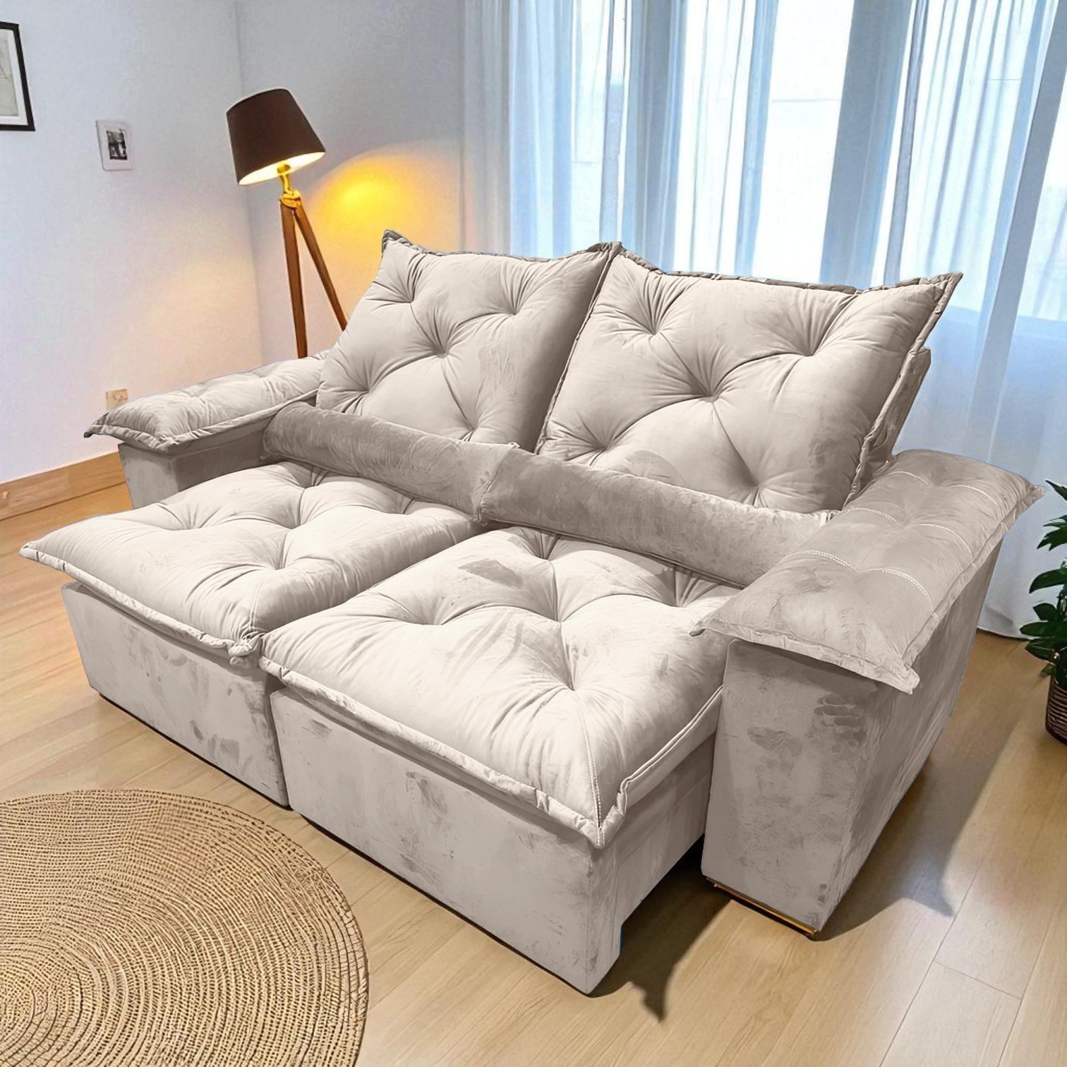 Sofá Retrátil e Reclinável Grécia Bege