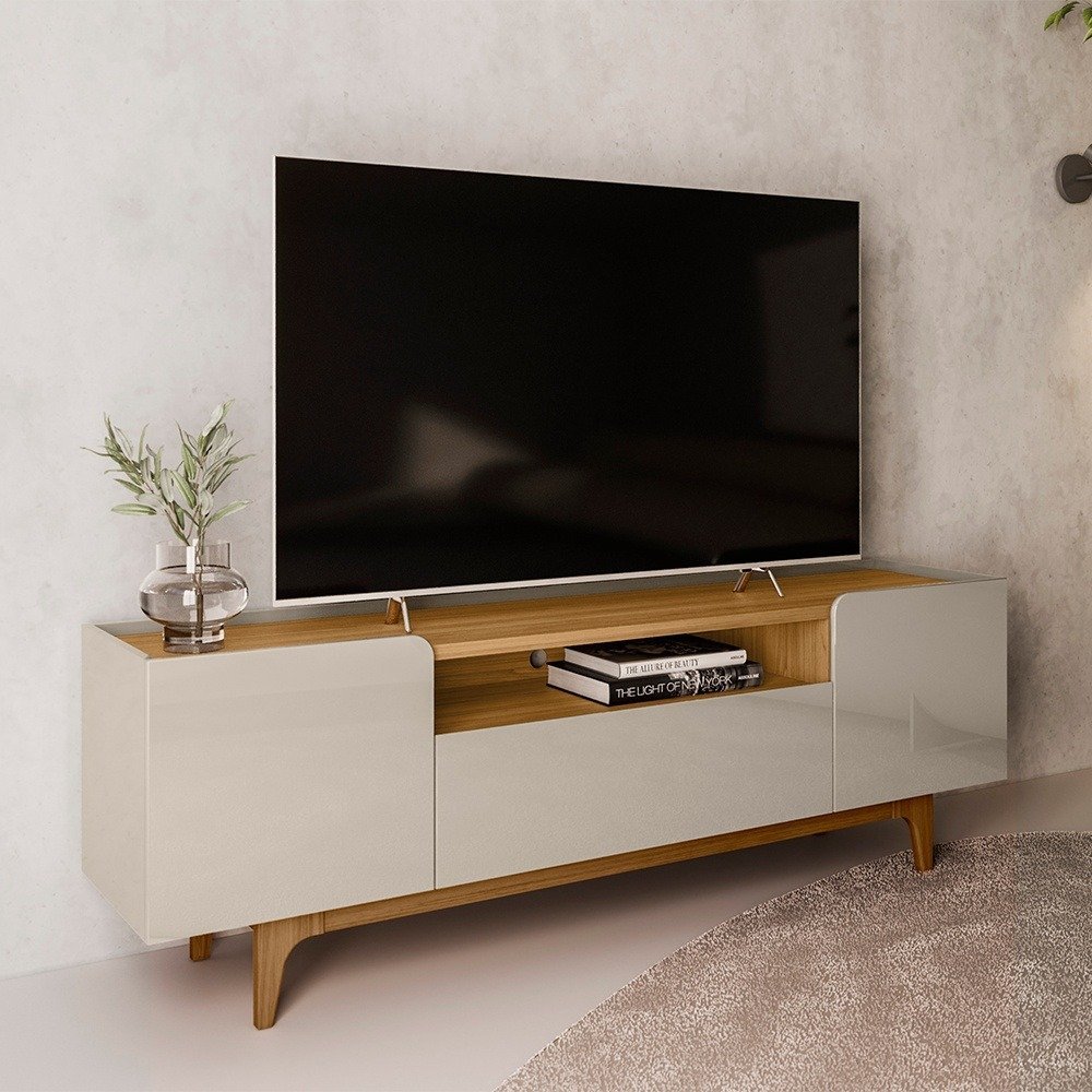 Rack até 75″ Orlando Tauari/Off White Brilho – LINEA BRASIL