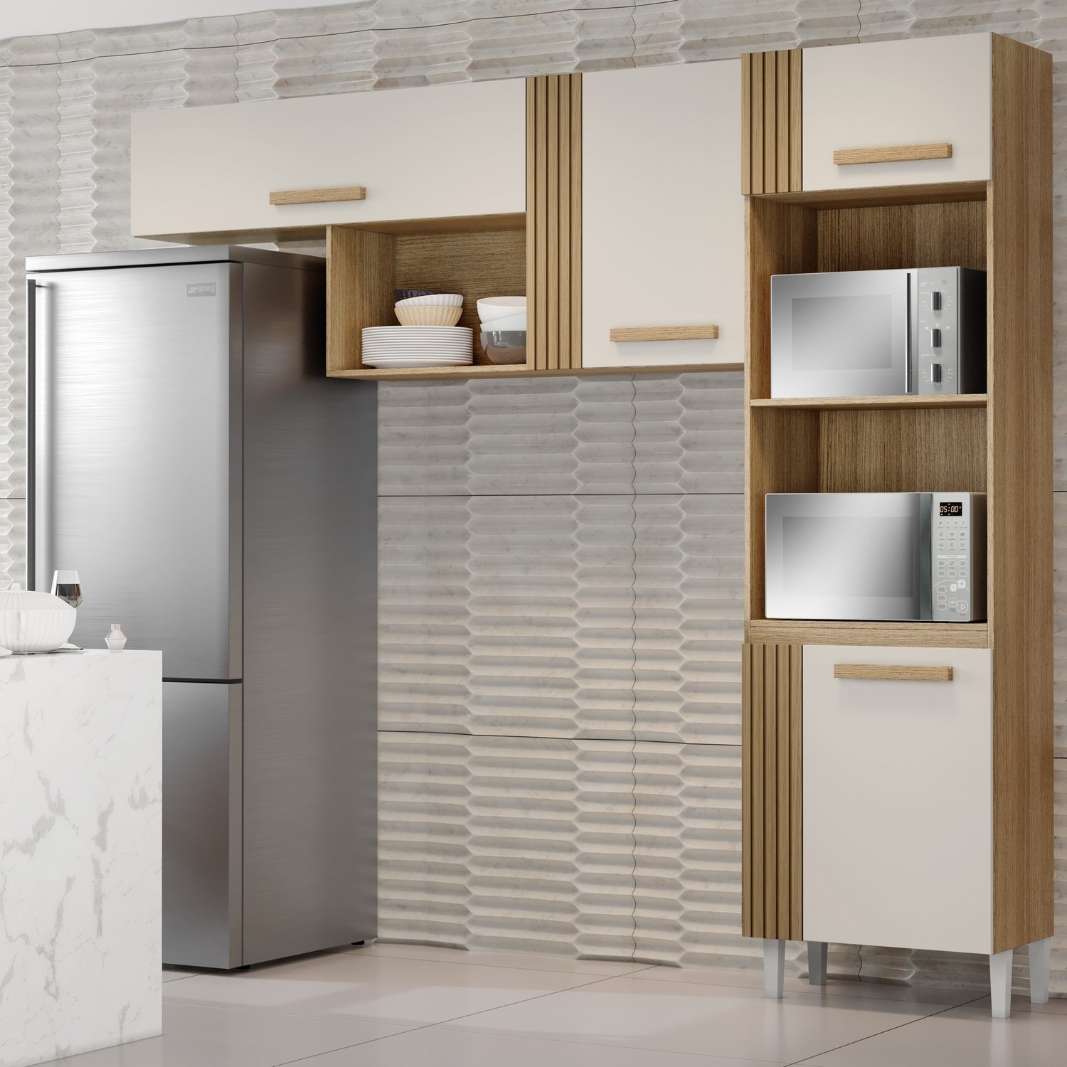 Cozinha 3 Peças Vitória Atacama/Off White – ARAMÓVEIS